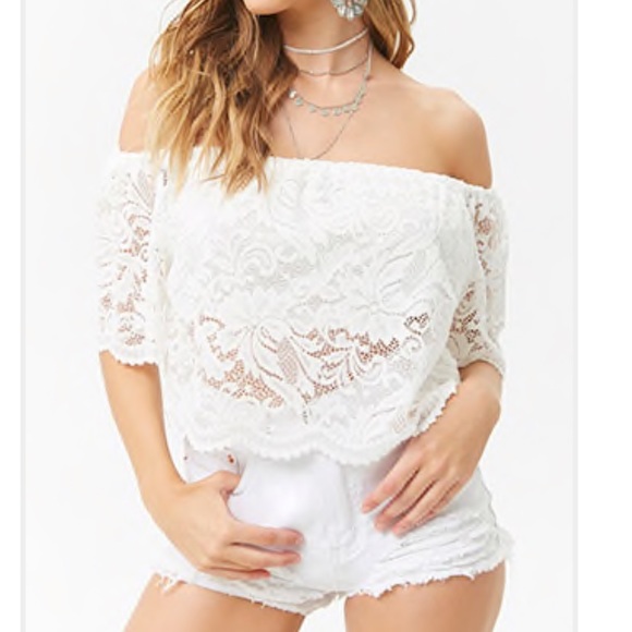 Off the Shoulder Lace Top - Picture 1 of 5